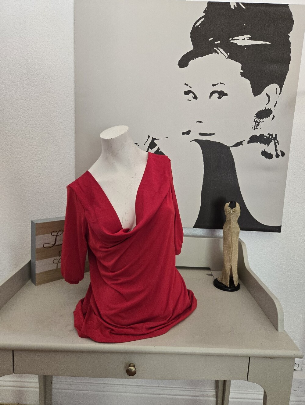 NWT Womens George Draped V-Neck Women's Top in Red Size Large (12-14)